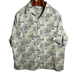 Caribbean Men’s Silk Blend‎ Size XL Tropical Print Short Sleeve Button-Up Shirt